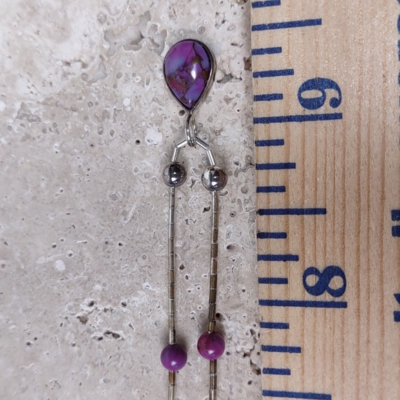 Purple Turquoise/Sterling Silver Necklace & Earrings Set - Picture 6 of 9